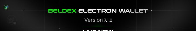 A promotional banner for "Beldex Electron Wallet" Version 7.1.0 with a "LIVE NOW" announcement displayed on a dark background. The image ties to the accompanying post about Beldex ($BDX) by highlighting the official wallet tool used to access the privacy-focused cryptocurrency's privacy features like ring signatures, stealth addresses, and RingCT.