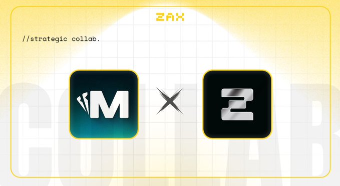 ZAX announcement graphic showing a strategic collaboration between Morpho (M logo) and another project with a '2' logo.