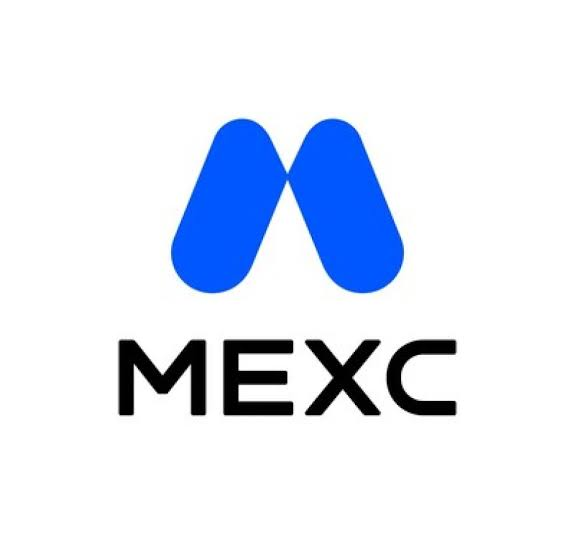 The logo for MEXC, a cryptocurrency exchange, featuring a stylized blue 'M' above the black text 'MEXC' on a white background.