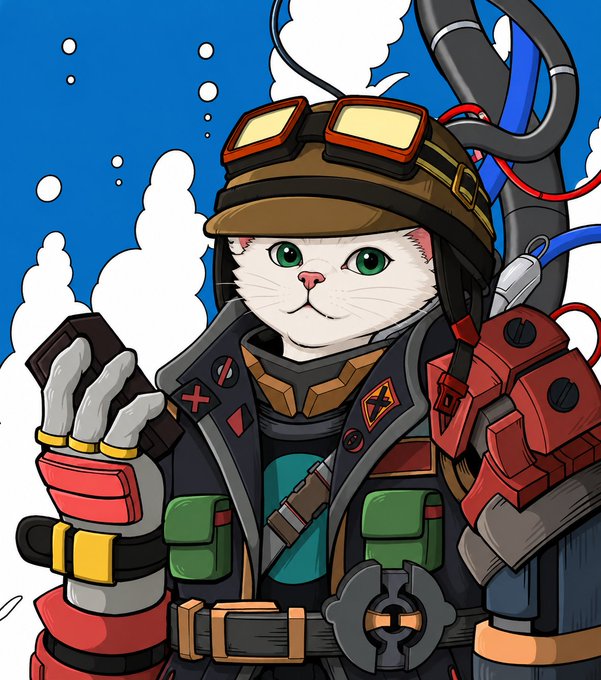 This image features a stylized cat character wearing a pilot's helmet and futuristic gear, likely representing the "Katherins" NFT collection mentioned in the post. The image showcases the artwork for the 4,444 supply collection that is minting soon.