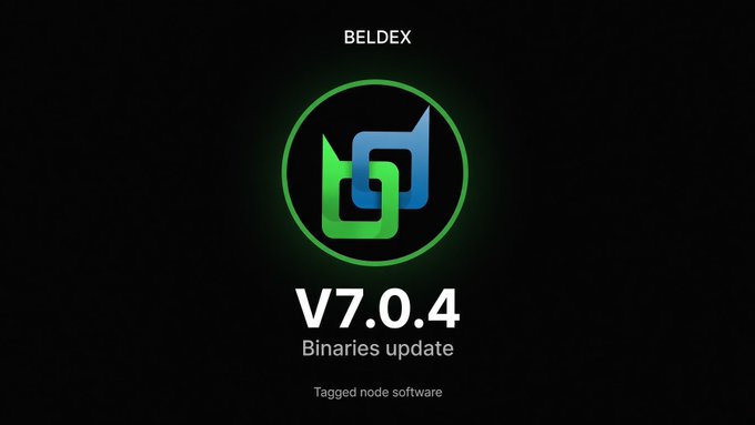 BELDEX V7.0.4 binaries update announcement with tagged node software.