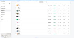 A screenshot of a crypto portfolio tracking interface on coinstats.app, displaying a list of various cryptocurrency assets with their holdings, prices, and portfolio allocation percentages.