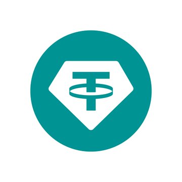 The image shows the Tether (USDT) logo—a teal circle with a diamond shape inside featuring the "T" symbol—representing the Tether USDT cryptocurrency, which the post notes has become the second-largest cryptocurrency by market cap, surpassing Ethereum's $185.4 billion with $186.1 billion.