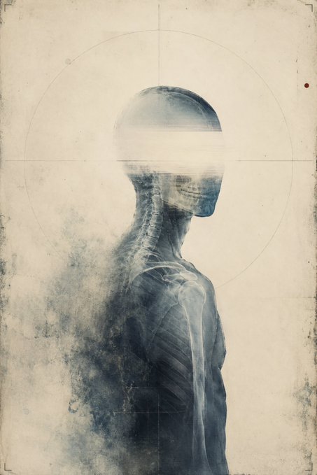 The image features an abstract painting of a person's head with their arms outstretched as if they are facing away from the viewer. The background appears to be a white circle, which contrasts with the dark blue color of the figure. The artist has used a unique style that combines elements of realism and surrealism, creating a thought-provoking piece of art.

The image is accompanied by a caption that reads "GN Today, you faced the chaos You stood tall when the noise was loud You held your ground when the world shook Now lay it down The battle continues tomorrow But tonight, you rest Sleep like a warrior who knows they'll rise again". This message seems to be related to the theme of the painting and the artist's intention behind their work.