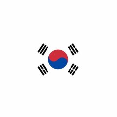 An emoji-style flag of South Korea, showing the red and blue taegeuk circle surrounded by four black trigrams on a white background.