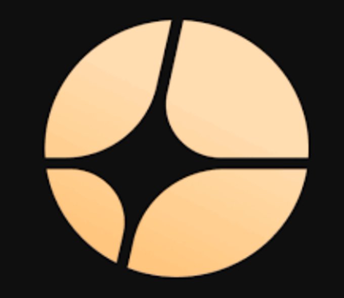 A circular logo featuring a four-pointed star design in peach and gold tones on a black background, likely representing the ASTER cryptocurrency or community token. The star emblem visually reinforces the "ASTER community sentiment remains bullish" message, with the upward-pointing star symbolizing positive market outlook and strong community backing.