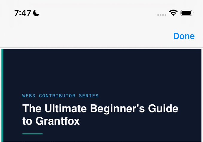 A screenshot of an article titled "The Ultimate Beginner's Guide to Grantfox," categorized under a "Web3 Contributor Series." The image relates to the post by showcasing the guide's cover page, which the author created to help readers navigate a $60,000 open source campaign on the StellarOrg ecosystem.