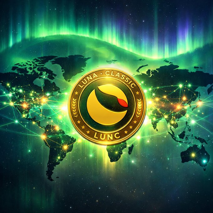 A glowing gold "LUNA CLASSIC LUNC" coin with a crescent moon emblem is centered over a world map illuminated by green aurora-like lights and interconnected network nodes, symbolizing the global Luna Classic community's resilience and revival efforts.

The image visually reinforces the post's message by depicting LUNC as a powerful, globally connected force, contrasting with the departed influencers and highlighting the community's lasting commitment through projects like the Luna Classic Revival validator.