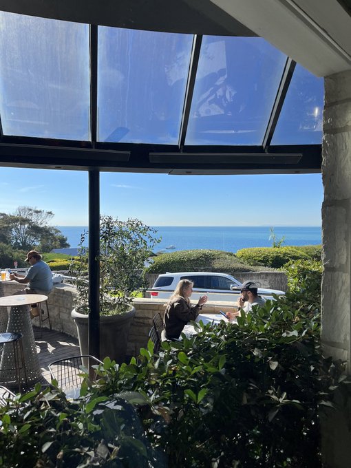 A sunlit patio with two people dining under a glass awning, overlooking a scenic ocean view.

The image contrasts the relaxed, scenic atmosphere with the post's discussion of Ethereum's stagnation and the Ethereum Foundation's selling pressure, perhaps symbolizing the calm before potential change as that selling era comes to an end.