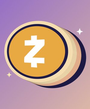 A stylized illustration of a gold Zcash coin featuring a prominent "Z" symbol, set against a purple gradient background with small star accents. The image visually represents the $ZEC coin mentioned in the post celebrating its price milestone above $1,500.