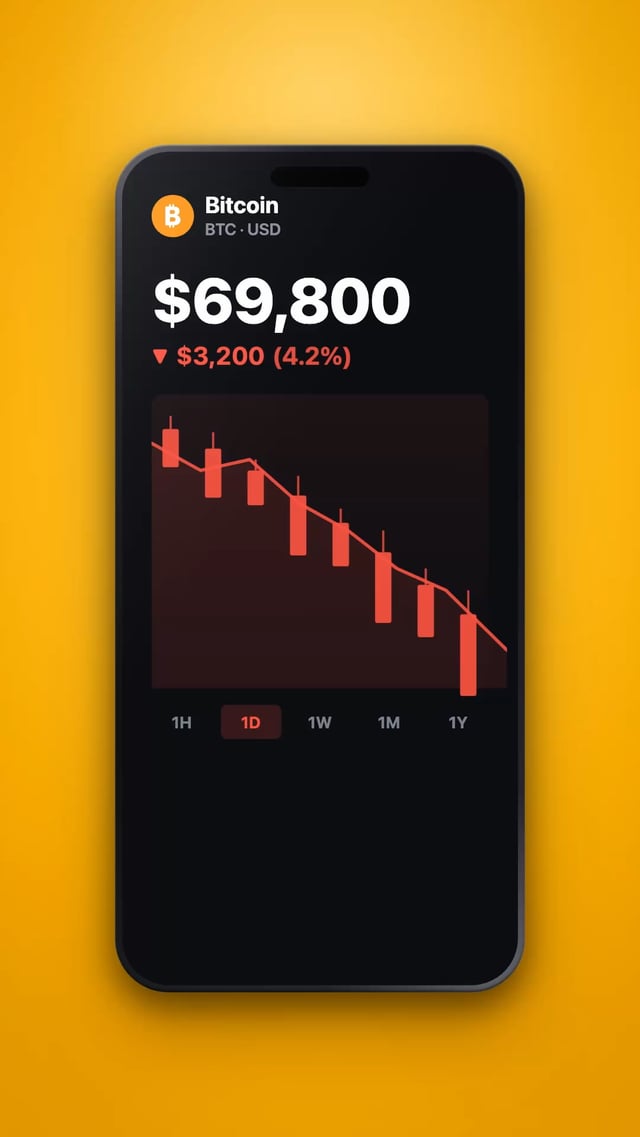 The image shows a black smartphone screen that is displaying a Bitcoin mining dashboard with a downward trend for Bitcoin mining fees from $59,800 to $38,200. The phone appears to be low battery due to the high energy consumption associated with Bitcoin mining. The text on the screen also mentions that mining doesn't stop, indicating that Bitcoin miners continue their efforts despite the current challenges and declining costs in the cryptocurrency market.