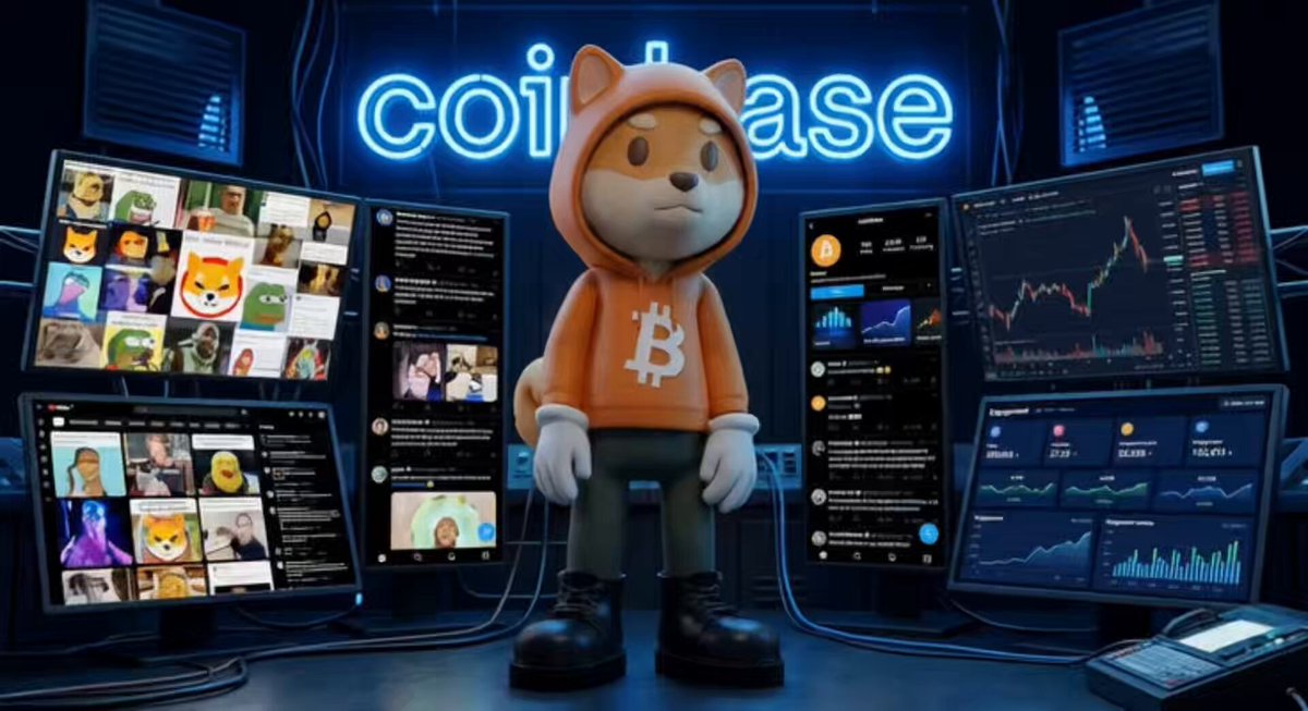 The image features a cartoon dog dressed in a hoodie, standing in front of multiple computer monitors displaying various social media platforms like Twitter, Instagram, and Facebook. The text "coinbase" can be seen in the background, indicating that this is related to the coinbase cryptocurrency exchange. The post suggests that the dog has been creating an AI video asking for coins every single day for 248 days, which could be a humorous or satirical commentary on the popularity of cryptocurrencies among dogs and humans alike.

The image also includes several other computer monitors in the background, further emphasizing the digital nature of the scene.