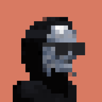 A highly pixelated, low-resolution image showing a dark silhouette of a person against a solid orange background, with a blurred face.
