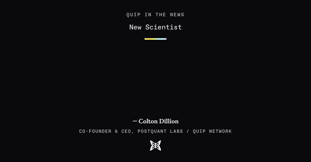 The image features a banner with white text that reads "quip network new scientist". The background of the image is black, which contrasts nicely with the white text. The banner also includes an image of a butterfly, adding a touch of whimsy to the overall design.