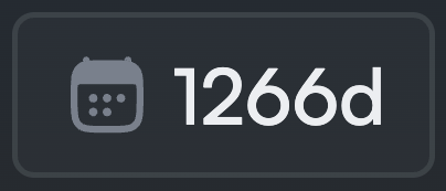 A dark gray widget displaying a calendar icon with the text '1266d', indicating a countdown of 1266 days.