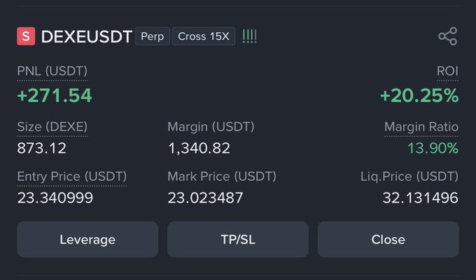 "WE JUST STARTING I WILL BE THERE WHEN $DEXE WILL FALL TO HERS EYES". This seems like a joke or a humorous comment directed at someone's own mistake of overlooking the fact that the value of a Bitcoin was $DEXE, as seen on the screen in this image.