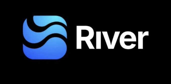 The River logo, featuring a blue wavy icon and the white text "River," visually represents the brand mentioned in the post about River (also referenced as @RiverdotInc), highlighting their focus on building infrastructure for flexible onchain capital.
