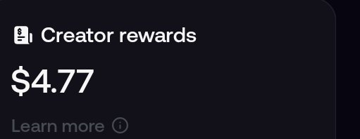 A dark-themed app interface displaying "Creator rewards" of $4.77.