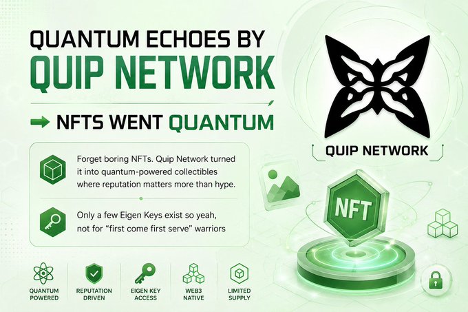 "Quip Network" is featured in a poster, along with an elbow-jerk logo indicating that they use this service for quipping emails. The Post focuses on Quip Network's transition from being a simple email provider into more advanced ecosystem services such as NFTS (NFTPs), cloud storage, and more to meet the increasing demands of users.