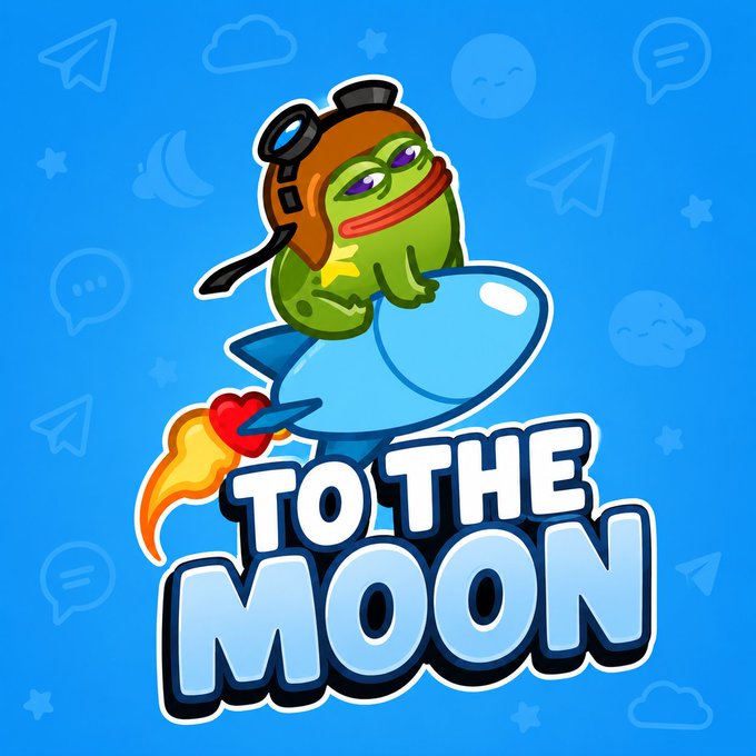 A cartoon game/app logo featuring a green frog character wearing an aviator helmet, riding a rocket with the text 'TO THE MOON' on a blue background.
