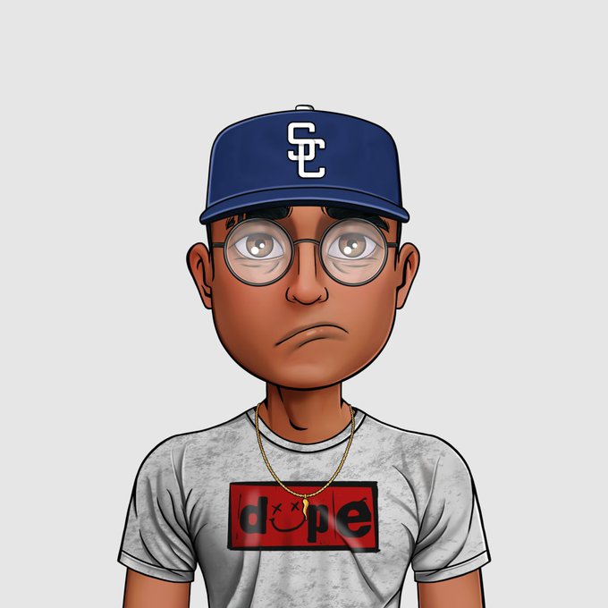 A cartoon avatar of a young man wearing a blue "SC" cap, round glasses, and a gray "dope" t-shirt with a gold chain, featuring a unimpressed expression that humorously captures the mood of the "Skid of the Day #3638" post.