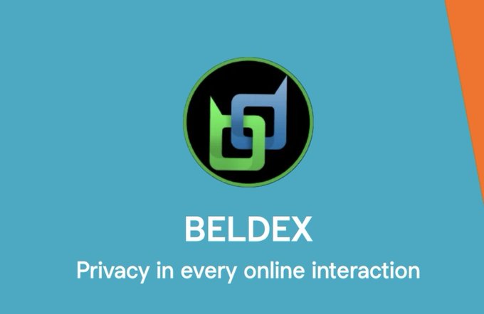 Beldex logo with the tagline 'Privacy in every online interaction' on a teal background.
