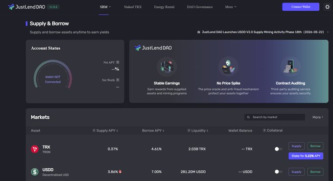 This image showcases a digital stock trading dashboard for a cryptocurrency platform called JustLendingPro. The trading software displays various financial data, including supply and demand balances, market trends, and mining rewards. The user interface offers features such as "Surplus & Borrow" options and real-time information on the latest reward mining phases. The image also includes text that discusses recent developments in the cryptocurrency space, highlighting the consistency of JustLendingPro's services to attract users through its reward system for mining new transactions.