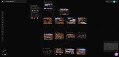 A screenshot of a dark-themed image browser or video editing software interface displaying multiple small thumbnail images of what appears to be cityscapes or architectural photos.