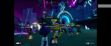 A blurry gameplay screenshot of what appears to be an underwater-themed MOBA game with colorful character models and a purple/blue aesthetic.
