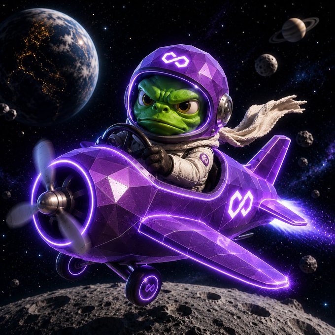The image features a cartoon character, possibly an alien or a monster, wearing a helmet with a "U" symbol on top of it while riding a purple airplane that has a propeller on its front. The caption reads "One small flight for APEPE. One giant leap for the community." This suggests that the character is embarking on a significant journey or adventure, possibly representing a quest to save their planet from an impending threat or to explore new territories.