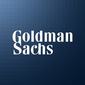 The image features the Goldman Sachs logo in white serif text against a dark blue gradient background, representing the financial giant mentioned in the post announcing its FTIXX Treasury fund's move to an Avalanche-based institutional network.