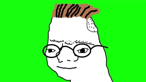 A crudely drawn Wojak-style character wearing glasses and sporting a brown comb-over is depicted against a bright green background, serving as a meme to mock self-proclaimed trading "Chads" who boast about catching every >5% move while shilling low-cap tokens.