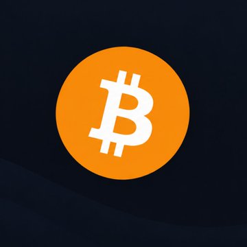 The orange Bitcoin (BTC) logo centered on a dark blue background.