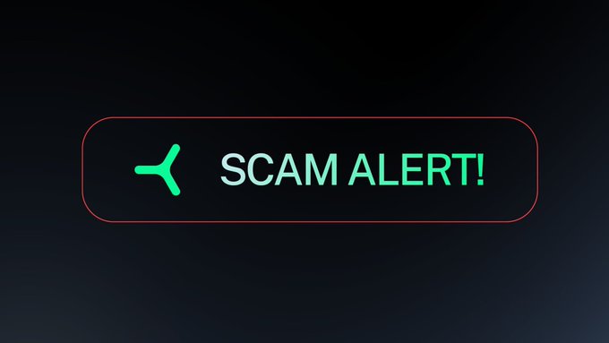 The image features a green arrow pointing towards the word "Scam" with a red border, which appears to be part of an advertisement or warning sign. The text indicates that there might be a scam going on, suggesting that people should be cautious about potential schemes involving YOM tokens.