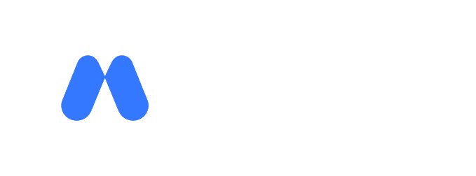 A simple blue logo resembling two overlapping curved shapes on a white background.