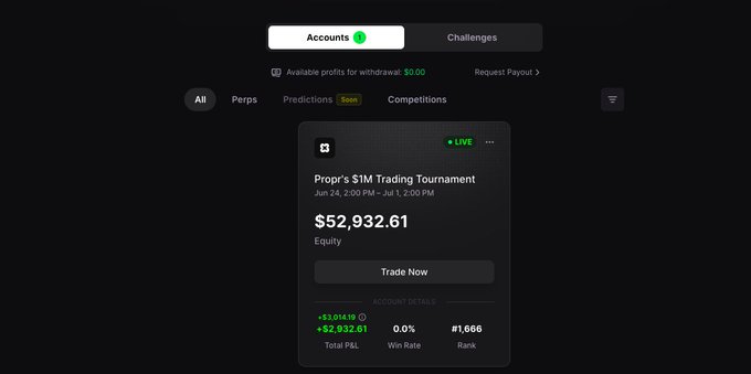 The image shows a screenshot of a trading platform that allows users to trade various assets, such as cryptocurrencies like Bitcoin or stocks from companies like Amazon, Propr, and others. In this case, we see an account where a $1,000,000 has just been deposited into it through the platform. The main focus of the image is an overview of the trading platform, showcasing its features to potential users who are interested in investing in financial markets.