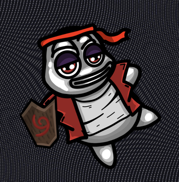 A cartoon sushi-roll-style character wearing a red ninja headband and robe runs while carrying a wooden scroll marked with a red "S" emblem, visually tying into the post's reference to "PONKS" rallying and the upcoming "green chain" (Solana) launch by the Pons family project.