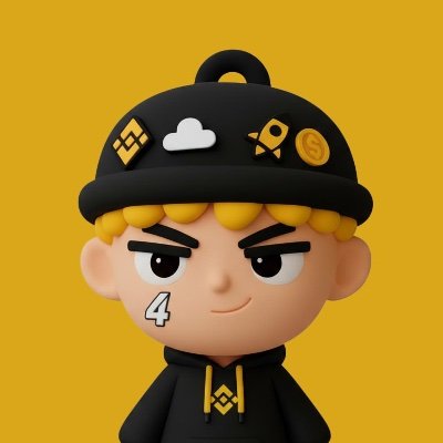 A 3D cartoon mascot with blonde hair, a black cap adorned with Binance (BNB) and rocket icons, a smirk expression, and a number "4" on its cheek is depicted against a yellow background. The image represents the Blondie Palu meme, which the $PALU community adopted as a holder-farming mascot after the original plushie was dropped for being too bald.