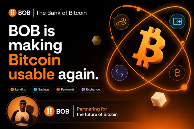 The image features a poster for Bob's Bank of Bitcoin that highlights the importance of using Bitcoin as an investment tool, emphasizing its potential value and utility. The poster includes various symbols related to Bitcoin, such as a globe with a Bitcoin symbol at its center, and text that explains how Bitcoin can be used effectively in investing.