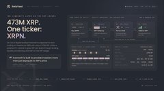 The image shows a presentation slide from Webull announcing "473M XRP, One ticker: XRPN," highlighting the XRPN token as a Nasdaq-traded vehicle linked to XRP. The accompanying post emphasizes the imminent Nasdaq listing of XRPN, tying directly to the slide's promotion of the token's launch.