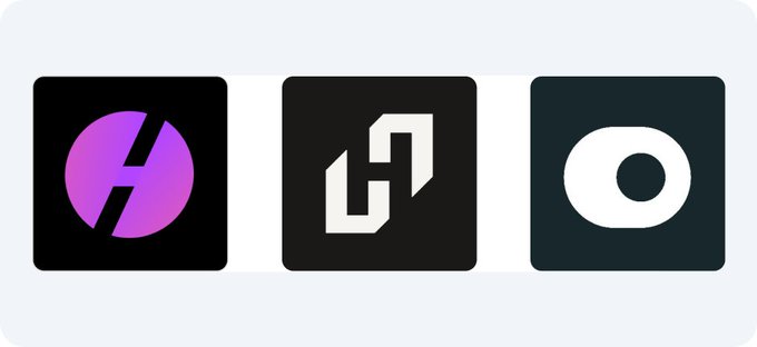 Three square icons displayed side by side, representing yield-bearing tokens on the Solana blockchain: a purple gradient "H" logo (likely $hyUSD), a white stylized "U" or geometric letter design (likely $PST), and a white "O" on a dark background (likely $ONyc). The icons visually correspond to the post's listed top three yield-bearing tokens on Solana.