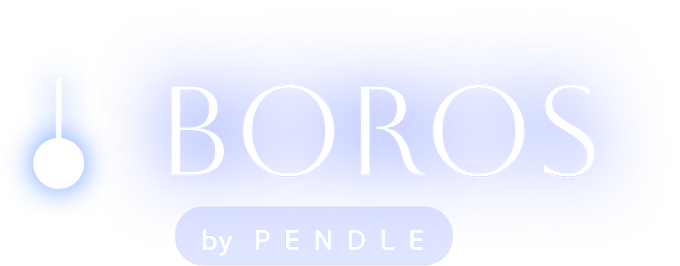 A blue, pill-shaped logo with a textured border reads 'BOROS by PENDLE' next to a graphic of overlapping circles.