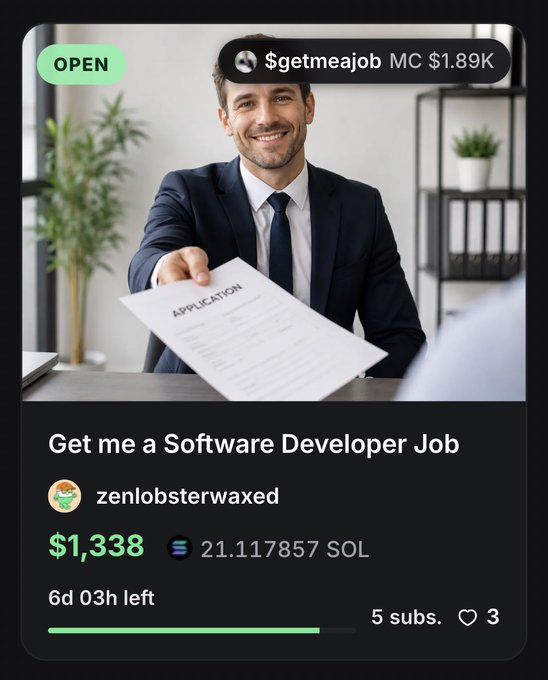 The image features an advertisement for a software developer job at Zenlover waxed. The text in the ad says "Get me a Software Developer Job", and there's a picture of a man holding up a resume or application, smiling as he receives feedback on his skills. There are also references to a website, a blog post, and someone's name who appears in the image but is not fully visible. The text suggests that the job applicant may be a developer at Zenlover waxed, offering their services for free solamis.