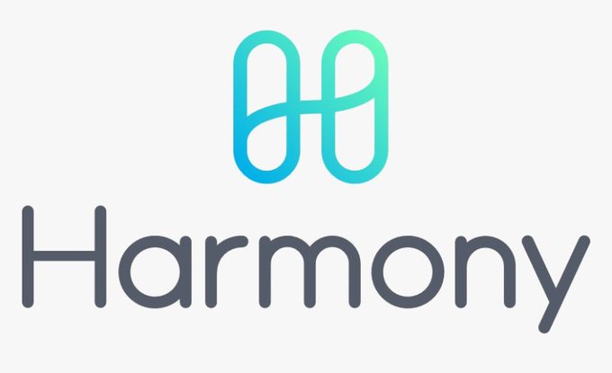 The Harmony logo is displayed, featuring a stylized cyan-to-teal gradient 'H' symbol above the word "Harmony" in dark gray text on a white background.