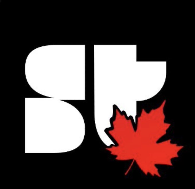 A black square logo featuring bold white letters 'SP' with a red maple leaf positioned over the bottom right of the 'P'.