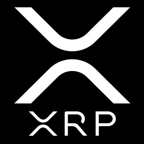 The XRP cryptocurrency logo, featuring a white stylized 'X' symbol above the text 'XRP' on a black background.