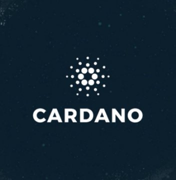 The image displays the Cardano (ADA) logo, featuring a white geometric dot pattern above the word "CARDANO" set against a dark navy background. This graphic relates to the post's question by representing the $ADA cryptocurrency as one of the two contenders being asked which will reach the $1 price milestone first.