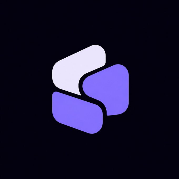 Logo featuring a stylized 'S' design in white and purple on a dark navy background.