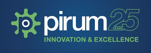 A logo image featuring a green gear icon alongside the text "pirum 25 YEARS" with the tagline "INNOVATION & EXCELLENCE," celebrating Pirum's 25-year milestone as it applies for a validator role on the Canton Network.