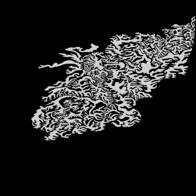 A high-contrast black and white abstract image featuring swirling, marbled, or topographic-like patterns against a black background. The visual complexity and chaotic texture metaphorically echo the artist's reflective, turbulent emotions about their challenging five-year NFT journey.